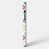 白地にパステルカラーのもふもふ花リピートパターン iPhoneケース (左側面)