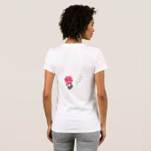 白地にピンクのバラのイニシャルI Tシャツ (裏面フル)