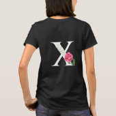 白地にピンクのバラのイニシャルX Tシャツ (裏面)
