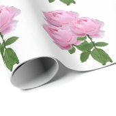 白地にピンクのバラの花束の花柄 ラッピングペーパー (ロールコーナー)