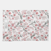 白地にピンクの桜の花の模様 (1) キッチンタオル (横)