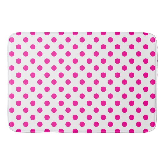 白地にピンクの水玉 バスマット (正面)