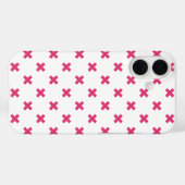 白地にフクシアのクロスステッチ Case-Mate iPhoneケース (裏面 (横))