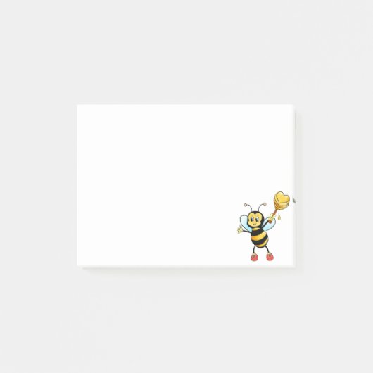 白地にモダンでかわいいミツバチ ポストイット (正面)