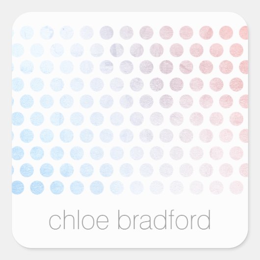 白地にモダンなホログラフィックドットパターン スクエアシール (正面)