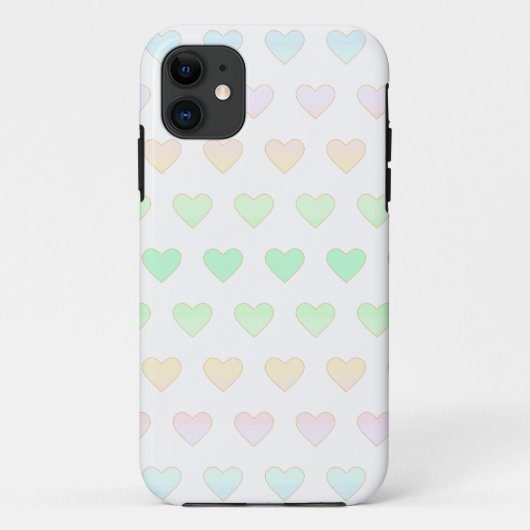 白地にモダンパステルカラーのハート柄 Case-Mate iPhoneケース (裏面)