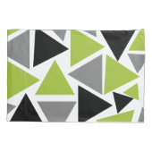 白地にランダムな三角 Lime Green Gray Black 枕カバー (裏面)
