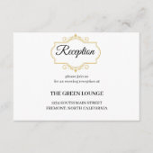 白地に優雅なゴールドのフィルイグレエ、結婚式の披露宴 エンクロージャーカード (正面)