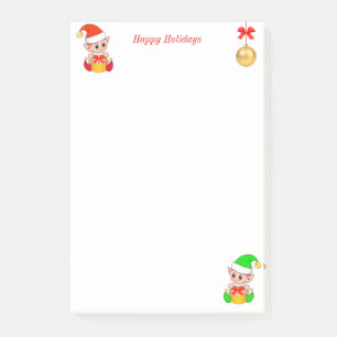 白地に可愛いクリスマスエルフ ポストイット