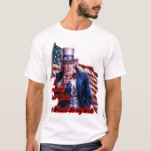 白地に愛国主義者のパトリオットおじいちゃんによる面白い引用 Tシャツ (正面)