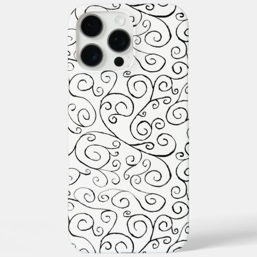 白地に手描きの黒い曲線模様 Case-Mate iPhoneケース (裏面)
