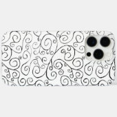 白地に手描きの黒い曲線模様 Case-Mate iPhoneケース (裏面 (横))