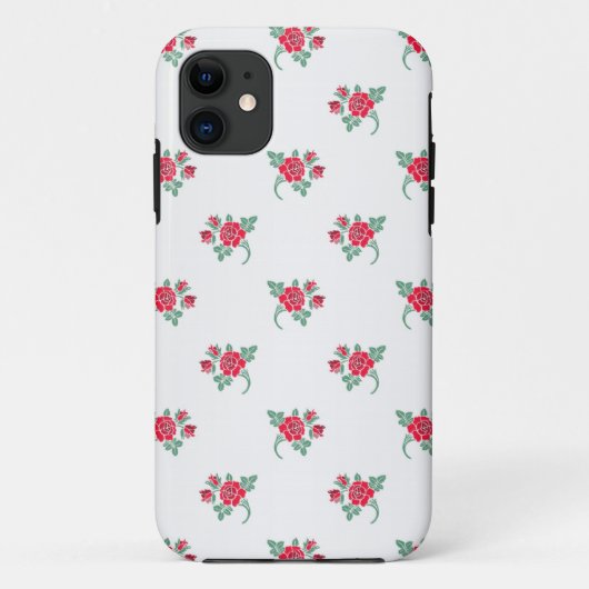 白地に描いた小さな赤いバラの模様 Case-Mate iPhoneケース (裏面)