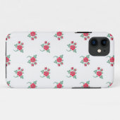 白地に描いた小さな赤いバラの模様 Case-Mate iPhoneケース (裏面(横))