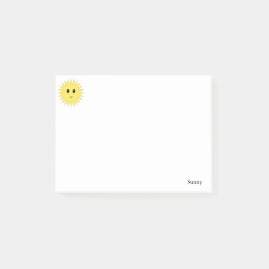 白地に描かれたキュートで幸せな太陽 ポストイット (正面)