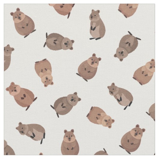 白地に描かれたクオッカ ファブリック (クローズアップ)