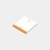 白地に明るいオレンジのフラミンゴと縁取り+名前 ポストイット (アングル)