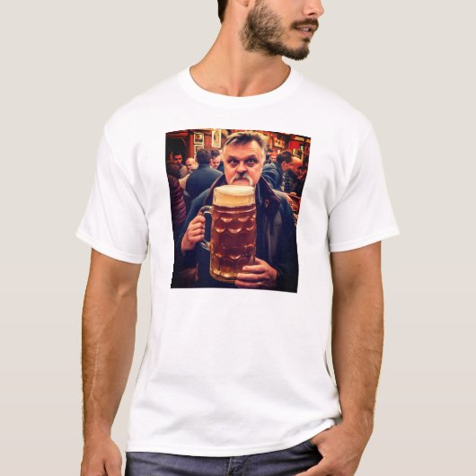 白地に映えるビール Tシャツ (正面)