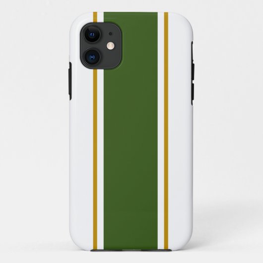 白地に森の緑とブラウンのレーシングストライプ スポーティ Case-Mate iPhoneケース (裏面)