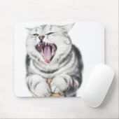 白地に灰色の猫 マウスパッド (マウス)