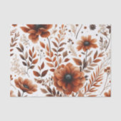 白地に焦茶色の花模様 薄葉紙 (正面)