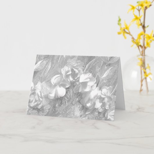 白地に白い花柄の生地、カードの内側は無地 カード (黄色い花)