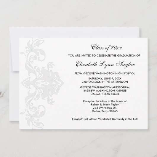 白地に白の卒業発表 招待状 (正面)