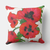 白地に真紅のオリエンタルポピーのパターン クッション (裏面)