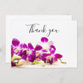 白地に石を置いた紫のランのスパ  サンキューカード (正面/裏面)