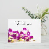 白地に石を置いた紫のランのスパ  サンキューカード (スタンド正面)