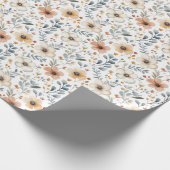 白地に秋の花と葉 ラッピングペーパー (角)