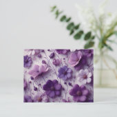 白地に紫の花模様 ポストカード (スタンド正面)