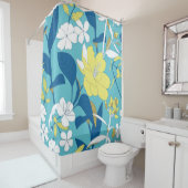 白地に継ぎ目のない野生の花模様  シャワーカーテン (インサイチュ)