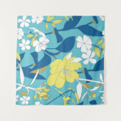 白地に継ぎ目のない野生の花模様  タペストリー (正面(横))