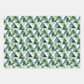 白地に緑と青の三角形 ラッピングペーパーシート (正面3)