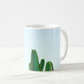 白地に緑のサボテンの植物 コーヒーマグカップ (正面右)