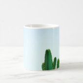 白地に緑のサボテンの植物 コーヒーマグカップ (中央)
