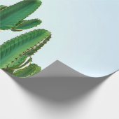 白地に緑のサボテンの植物 ラッピングペーパー (角)