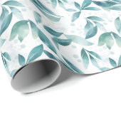 白地に緑の水彩の葉 ラッピングペーパー (ロールコーナー)