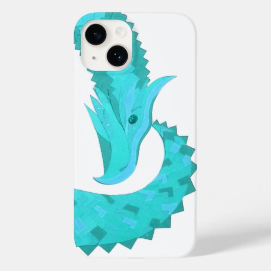 白地に緑青のハートドラゴン Case-Mate iPhoneケース (裏面)
