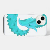 白地に緑青のハートドラゴン iPhoneケース (裏面横)