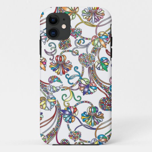 白地に色鮮やかなアンティークの花柄 Case-Mate iPhoneケース (裏面)