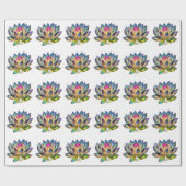 白地に色鮮やかな蓮の花のステンドグラス ラッピングペーパー (フラット)