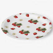 白地に花のイチゴの紙皿 ペーパープレート (アングル)