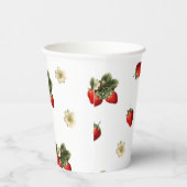 白地に花のイチゴ柄の紙コップ 紙コップ (右)