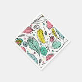 白地に葉の模様の誕生日 スタンダードカクテルナプキン (角)