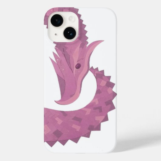 白地に薄紫のハートとドラゴン Case-Mate iPhoneケース (裏面)