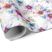 白地に虹色の花 ラッピングペーパー (ロールコーナー)