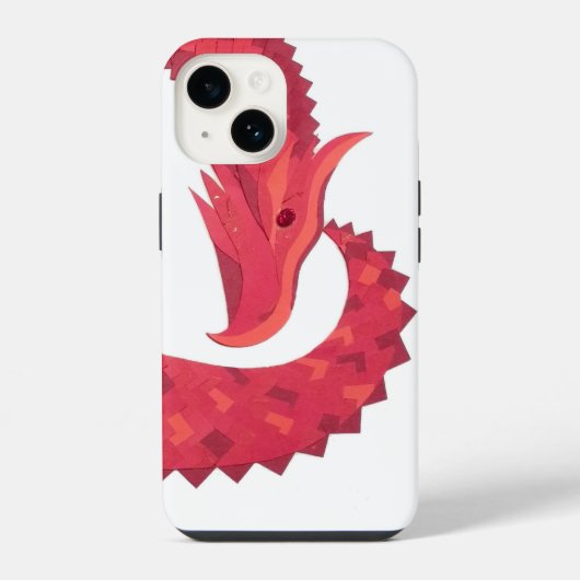 白地に赤いハートのドラゴン iPhoneケース (裏面)
