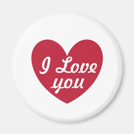 白地に赤いハートの"I Love You" マグネット (正面)
